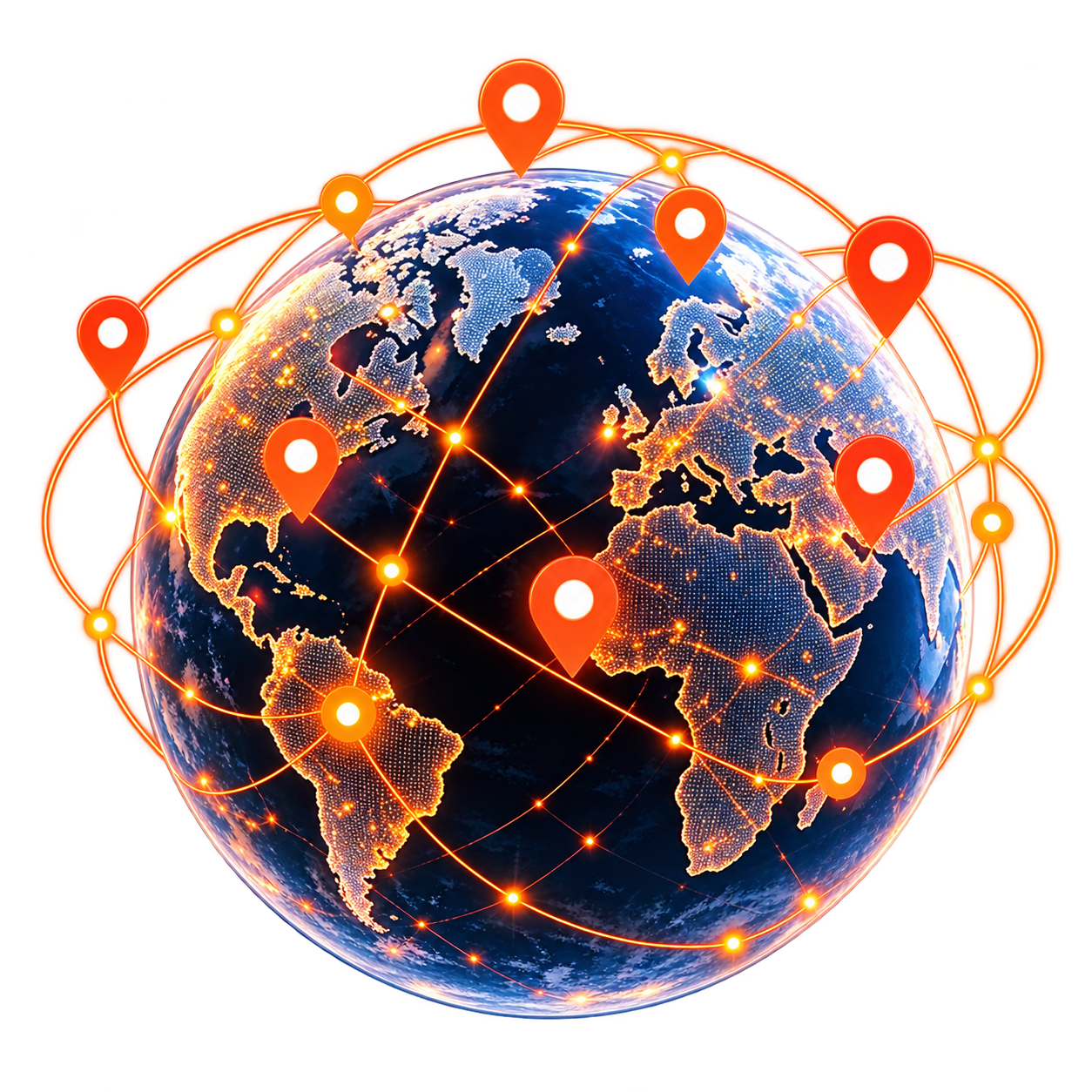 A complete globe showing international audience connections
